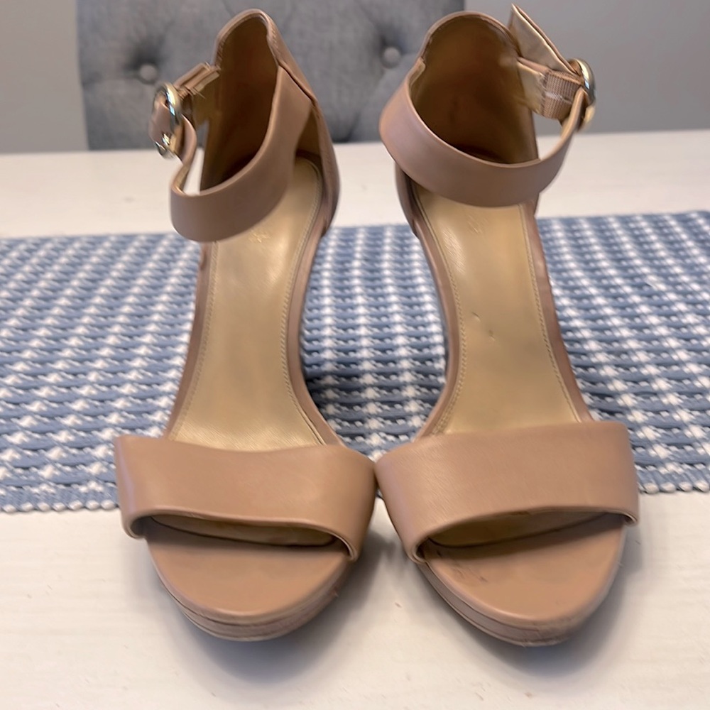 Michael Kors Leather Strapped Wood Wedge Heel Size 9.5